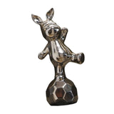 Maxbell Handmade Resin Animal Figurine Ornaments Electroplating Artwork Versatile Rabbit on Football