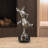 Maxbell Handmade Resin Animal Figurine Ornaments Electroplating Artwork Versatile Rabbit on Football