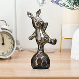 Maxbell Handmade Resin Animal Figurine Ornaments Electroplating Artwork Versatile Rabbit on Football