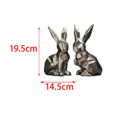 Maxbell Handmade Resin Animal Figurine Ornaments Electroplating Artwork Versatile Two Rabbits