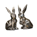 Maxbell Handmade Resin Animal Figurine Ornaments Electroplating Artwork Versatile Two Rabbits