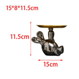 Maxbell Handmade Resin Animal Figurine Ornaments Electroplating Artwork Versatile Rabbit Tray