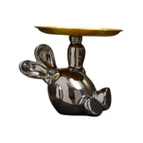 Maxbell Handmade Resin Animal Figurine Ornaments Electroplating Artwork Versatile Rabbit Tray
