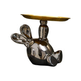 Maxbell Handmade Resin Animal Figurine Ornaments Electroplating Artwork Versatile Rabbit Tray