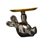 Maxbell Handmade Resin Animal Figurine Ornaments Electroplating Artwork Versatile Rabbit Tray