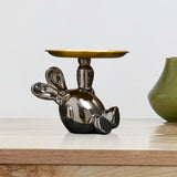Maxbell Handmade Resin Animal Figurine Ornaments Electroplating Artwork Versatile Rabbit Tray