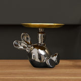 Maxbell Handmade Resin Animal Figurine Ornaments Electroplating Artwork Versatile Rabbit Tray