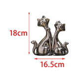 Maxbell Handmade Resin Animal Figurine Ornaments Electroplating Artwork Versatile Cat Couple