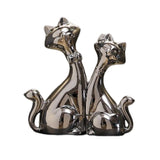 Maxbell Handmade Resin Animal Figurine Ornaments Electroplating Artwork Versatile Cat Couple