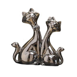 Maxbell Handmade Resin Animal Figurine Ornaments Electroplating Artwork Versatile Cat Couple