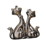 Maxbell Handmade Resin Animal Figurine Ornaments Electroplating Artwork Versatile Cat Couple