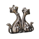 Maxbell Handmade Resin Animal Figurine Ornaments Electroplating Artwork Versatile Cat Couple
