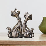 Maxbell Handmade Resin Animal Figurine Ornaments Electroplating Artwork Versatile Cat Couple