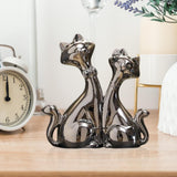 Maxbell Handmade Resin Animal Figurine Ornaments Electroplating Artwork Versatile Cat Couple