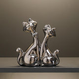 Maxbell Handmade Resin Animal Figurine Ornaments Electroplating Artwork Versatile Cat Couple