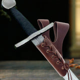 Maxbell Medieval Sword Dagger Frog Scabbard Vintage for Knight Pirate Stage Brown