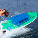 Maxbell Mini Boat Toy with Remote Control Pointed Bow Design for Kids Boys Blue