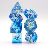 Maxbell 7x Acrylic Polyhedral Dices Gifts for Kids Toys Drinking Prop Entertainment Blue