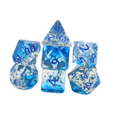 Maxbell 7x Acrylic Polyhedral Dices Gifts for Kids Toys Drinking Prop Entertainment Blue