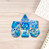 Maxbell 7x Acrylic Polyhedral Dices Gifts for Kids Toys Drinking Prop Entertainment Blue