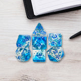 Maxbell 7x Acrylic Polyhedral Dices Gifts for Kids Toys Drinking Prop Entertainment Blue