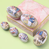 Maxbell Bunny Printing Easter Eggs Shaped Candy Box Delicate Metal Eggshell Colorful Style D