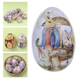 Maxbell Bunny Printing Easter Eggs Shaped Candy Box Delicate Metal Eggshell Colorful Style D