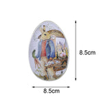 Maxbell Bunny Printing Easter Eggs Shaped Candy Box Delicate Metal Eggshell Colorful Style D