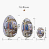 Maxbell Bunny Printing Easter Eggs Shaped Candy Box Delicate Metal Eggshell Colorful Style F