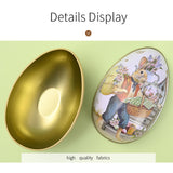 Maxbell Bunny Printing Easter Eggs Shaped Candy Box Delicate Metal Eggshell Colorful Style F