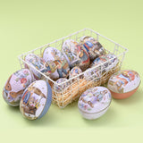 Maxbell Bunny Printing Easter Eggs Shaped Candy Box Delicate Metal Eggshell Colorful Style F