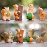 Maxbell Realistic Miniature Squirrel Figure 4Pack for Automobile Desk Decoration A