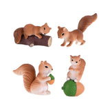 Maxbell Realistic Miniature Squirrel Figure 4Pack for Automobile Desk Decoration A