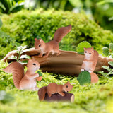 Maxbell Realistic Miniature Squirrel Figure 4Pack for Automobile Desk Decoration A