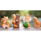 Maxbell Realistic Miniature Squirrel Figure 4Pack for Automobile Desk Decoration A