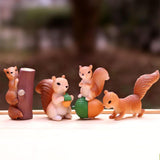 Maxbell Realistic Miniature Squirrel Figure 4Pack for Automobile Desk Decoration A