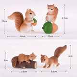 Maxbell Realistic Miniature Squirrel Figure 4Pack for Automobile Desk Decoration B