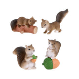 Maxbell Realistic Miniature Squirrel Figure 4Pack for Automobile Desk Decoration B