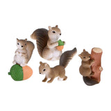 Maxbell Realistic Miniature Squirrel Figure 4Pack for Automobile Desk Decoration B