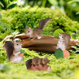 Maxbell Realistic Miniature Squirrel Figure 4Pack for Automobile Desk Decoration B