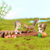 Maxbell Realistic Miniature Squirrel Figure 4Pack for Automobile Desk Decoration B