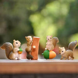 Maxbell Realistic Miniature Squirrel Figure 4Pack for Automobile Desk Decoration B
