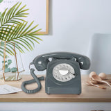 Maxbell Retro Landline Phone 1960'Style Decorative Vintage Rotary Dial Telephone Grey