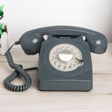 Maxbell Retro Landline Phone 1960'Style Decorative Vintage Rotary Dial Telephone Grey