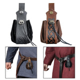Maxbell Coin Pouch Purse Drawstring Belt Pouch Steampunk Waterproof for Gift Present Black