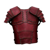 Maxbell Medieval Vest Armor PU Retro W/ Shoulder Guard for Party Role Play Halloween Dark Red