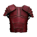 Maxbell Medieval Vest Armor PU Retro W/ Shoulder Guard for Party Role Play Halloween Dark Red