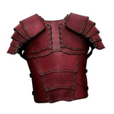 Maxbell Medieval Vest Armor PU Retro W/ Shoulder Guard for Party Role Play Halloween Dark Red
