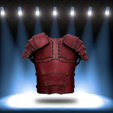 Maxbell Medieval Vest Armor PU Retro W/ Shoulder Guard for Party Role Play Halloween Dark Red