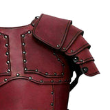 Maxbell Medieval Vest Armor PU Retro W/ Shoulder Guard for Party Role Play Halloween Dark Red
